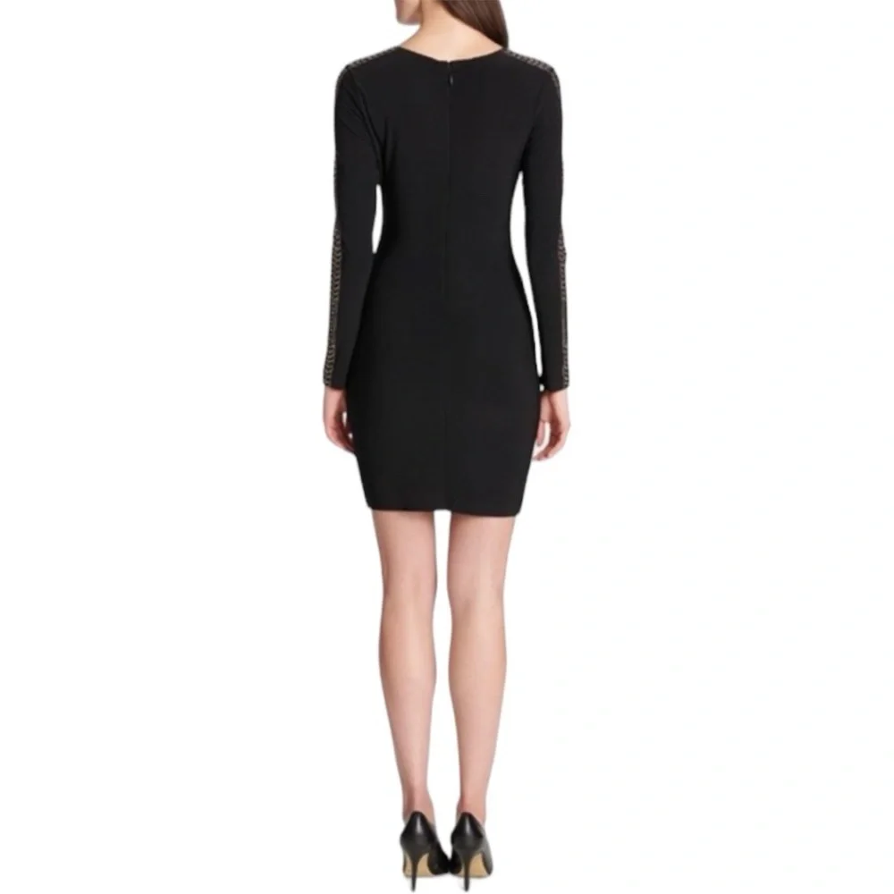 GUESS‎ BodyCon Mini Dress Studded Gold Detail Long Sleeve Y2K 90’s Size 4 Party - Picture 5 of 5
